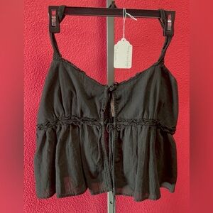 American Eagle Outfitters Black Cotton Tie-Front Camisole